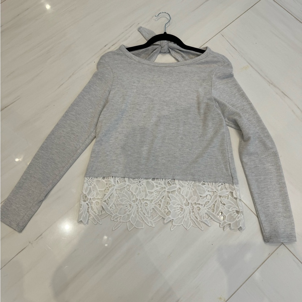 Generation love sweater in grey with lace detail